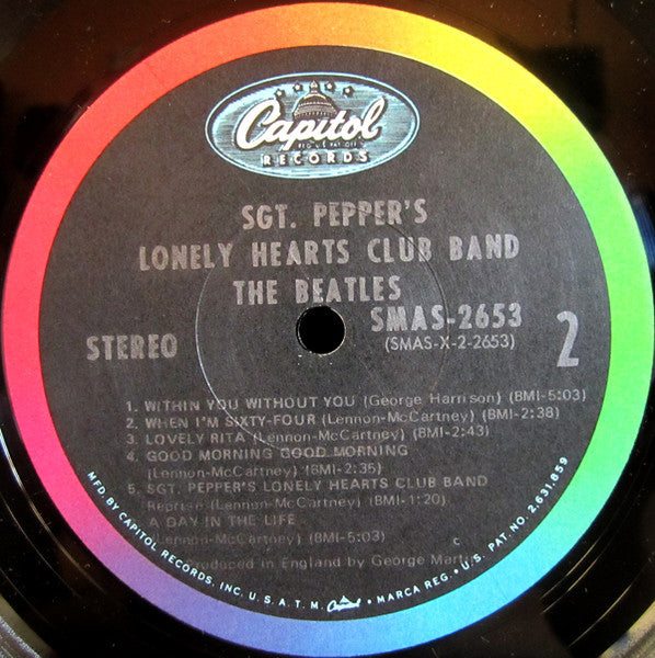 The Beatles - Sgt. Pepper's Lonely Hearts Club Band - VG LP Record 1967 Capitol USA Stereo Rainbow Label Original Vinyl - Pop Rock / Psychedelic Rock - Shuga Records