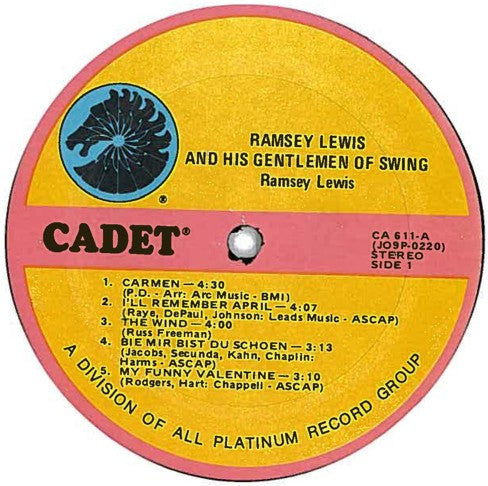 The Ramsey Lewis Trio ‎– Ramsey Lewis And His Gentlemen Of Swing (1956) - VG+ LP Record 1970s Argo Cadet USA Vinyl - Jazz / Soul-Jazz