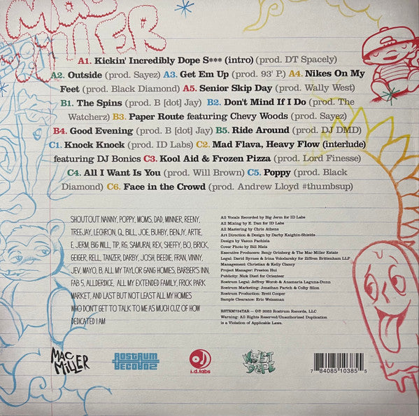 Mac Miller - K.I.D.S. (Kickin Incredibly Dope Shit) (2010) - New 2 LP Record 2025 Rostrum Red, Blue & Yellow Glitter Vinyl & Poster - Hip Hop