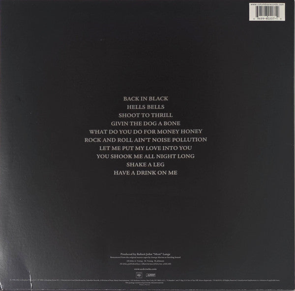 AC/DC - Back In Black (1980) - New LP Record 2023 Columbia Albert Productions Vinyl - Hard Rock - Shuga Records
