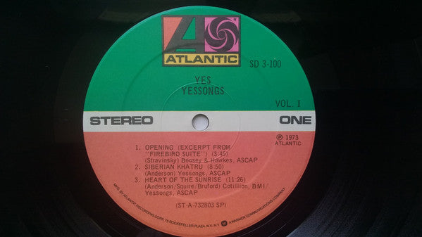 Yes - Yessongs (1973) - Mint- (VG+ cover) 3 LP Record 1975 Atlantic USA Vinyl, Inners & Booklet - Rock & Roll / Prog Rock - Shuga Records