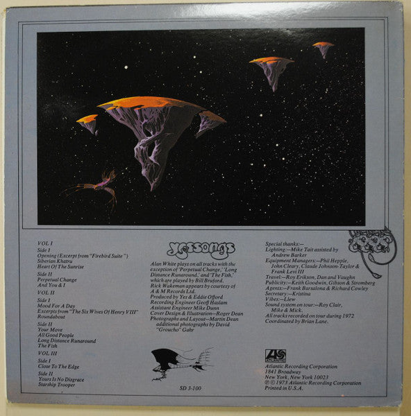 Yes - Yessongs (1973) - Mint- (VG+ cover) 3 LP Record 1975 Atlantic USA Vinyl, Inners & Booklet - Rock & Roll / Prog Rock - Shuga Records