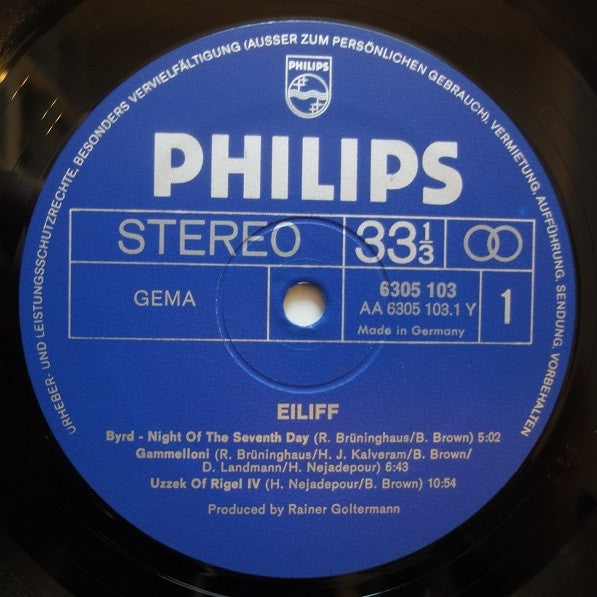 Eiliff – Eiliff - LP Record 1971 Philips Germany Vinyl - Prog Rock / Krautrock / Jazz-Rock - Shuga Records