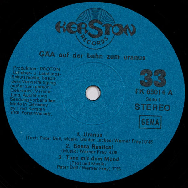 Gäa – Auf Der Bahn Zum Uranus - VG+ LP Record 1973 Kerston Germany Vinyl - Psychedelic Rock / Prog Rock
