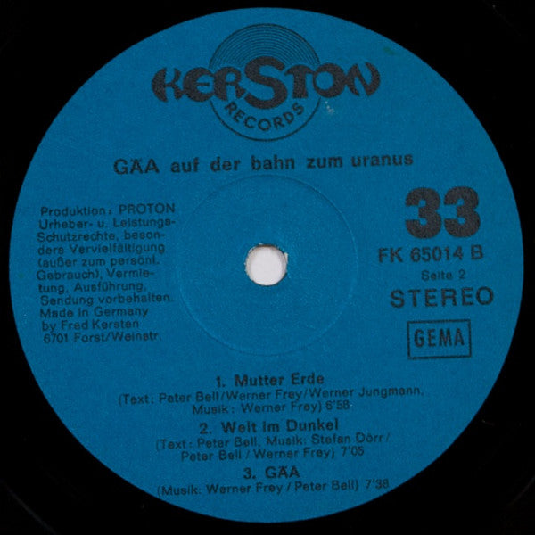Gäa – Auf Der Bahn Zum Uranus - VG+ LP Record 1973 Kerston Germany Vinyl - Psychedelic Rock / Prog Rock - Shuga Records