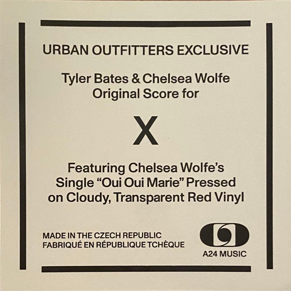 Tyler Bates & Chelsea Wolfe - X - New LP Record 2025 USA A24 Music Urban Outfitters Exclusive Cloudy Transparent Red Vinyl - Soundtrack / Score - Shuga Records