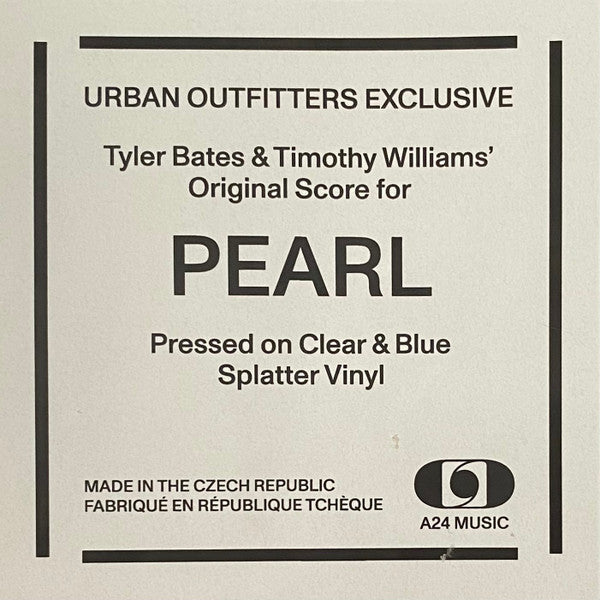 Tyler Bates & Timothy Williams - Pearl - New LP Record 2025 Urban Outfitters A24 Music Clear & Blue Splatter Vinyl - Score / Soundtrack - Shuga Records