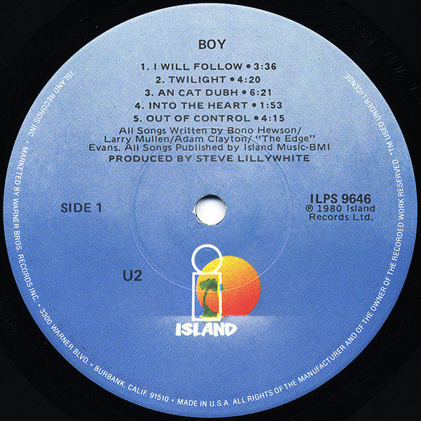 U2 - Boy - VG+ LP Record 1980 Island USA Original Promo Vinyl - Pop Rock / New Wave - Shuga Records