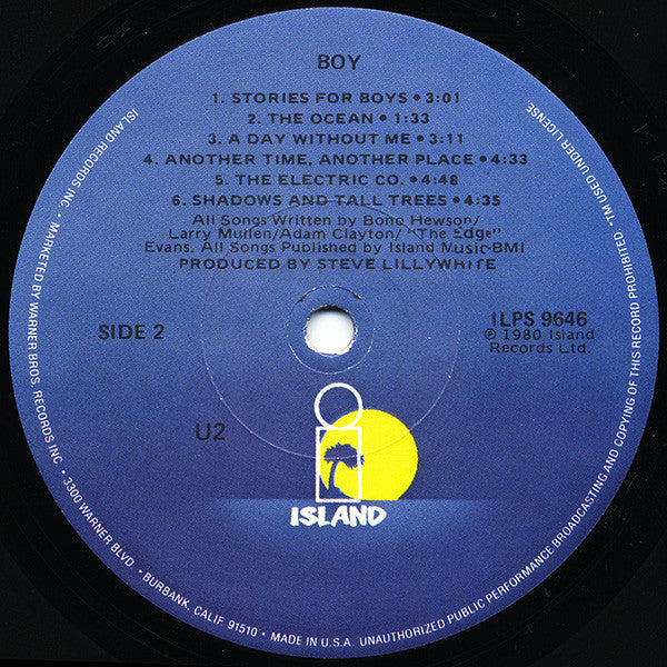 U2 - Boy - VG+ LP Record 1980 Island USA Original Promo Vinyl - Pop Rock / New Wave - Shuga Records