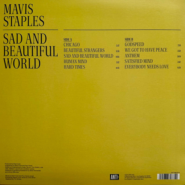 Mavis Staples - Sad And Beautiful World - New LP Record 2025 Anti Barnes & Noble Exclusive Clear With Pink Swirl Vinyl - Soul / R&B / Chicago Blues - Shuga Records