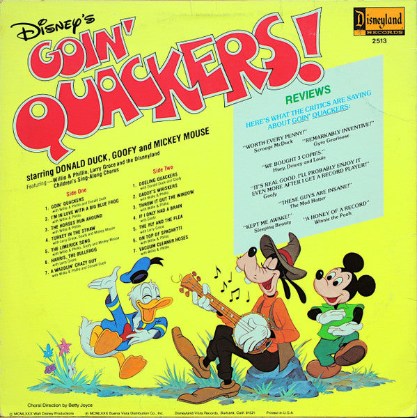 Donald Duck - Goin' Quackers - VG LP Record 1980 Walt Disney Disneyland USA Vinyl - Children's - Shuga Records