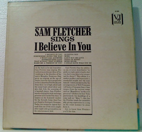 Sam Fletcher - Sings I Believe In You - VG+ (VG Cover) LP Record 1964 Vee Jay USA Vintl - Jazz / Big Band - Shuga Records
