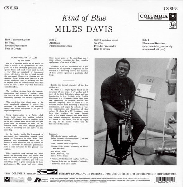 Miles Davis - Kind of Blue (1959) - Mint- 2 LP Record 2025 Analogue Productions Columbia 180 gram Vinyl - Jazz / Modal / Bop - Shuga Records