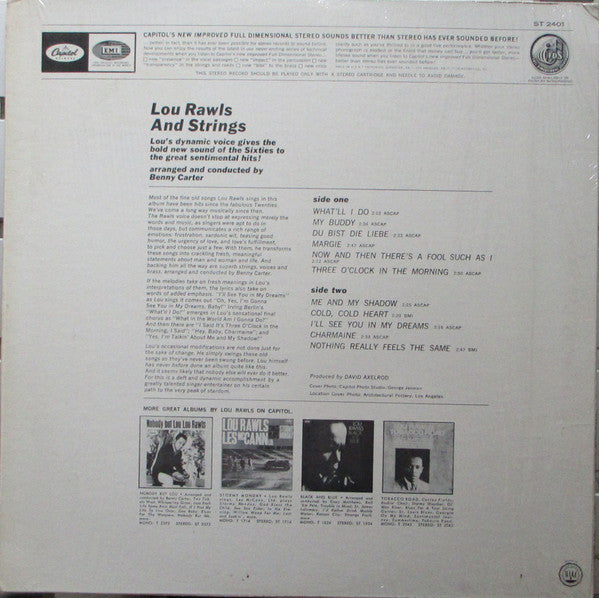 Lou Rawls - Lou Rawls And Strings - VG+ LP Record 1965 Capitol USA Stereo Original Vinyl & David Axelrod Produced - Soul / Rhythm & Blues - Shuga Records