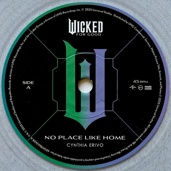 Stephen Schwartz - Cynthia Erivo - Ariana Grande - No Place Like Home - The Girl In The Bubble - New 7" Single Record 2025 UMG Clear w/ Glitter Vinyl - Musical / Soundtrack - Shuga Records
