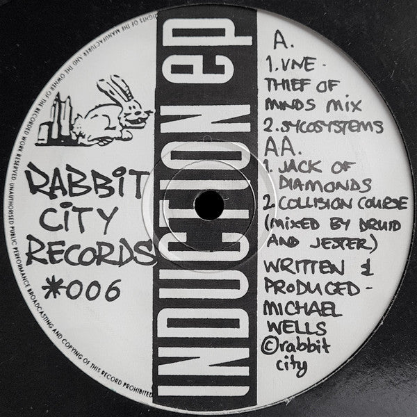 Force Mass Motion - Induction EP - Mint- 12" EP Record 1992 Rabbit City UK Vinyl - Techno / Hardcore / - Shuga Records