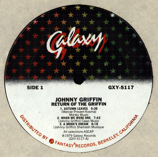 Johnny Griffin - Return Of The Griffin - VG+ LP Record 1979 Galaxy USA Vinyl - Jazz / Hard Bop - Shuga Records