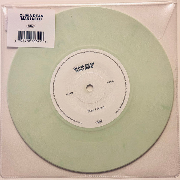 Olivia Dean - Man I Need & Live From Brooklyn Paramount - New 7" Single Record 2025 Capitol Webstore Exclusive Green Marbled Vinyl - Pop