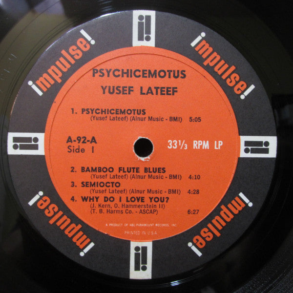 Yusef Lateef - Psychicemotus - VG+ LP Record 1965 Impulse! USA Mono Original Pressing Vinyl - Jazz / Post Bop / Modal / Free Jazz - Shuga Records