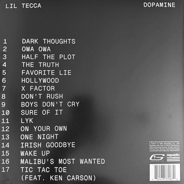 Signed Autographed - Lil Tecca ‎– Dopamine - New LP Record 2025 Republic Galactic USA Vinyl & Poster - Hip Hop / Trap / Pop Rap