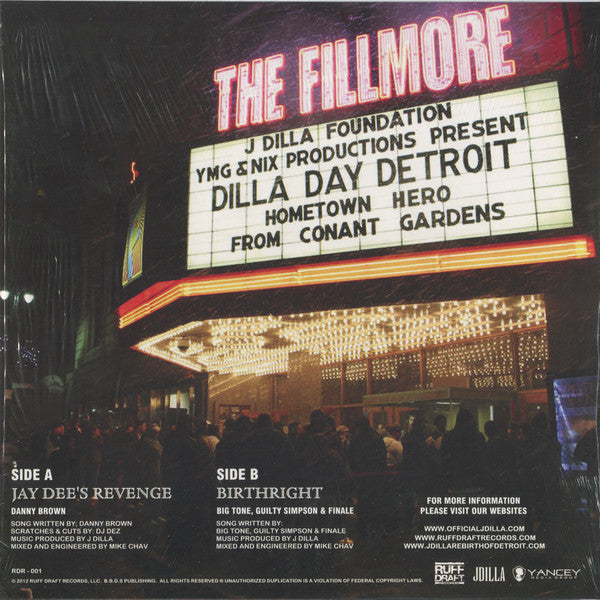 J Dilla - Jay Dee's Revenge / Birthright - Mint- 10" EP Record 2012 Ruff Draft Yancey Media Group Clear Vinyl - Hip Hop - Shuga Records