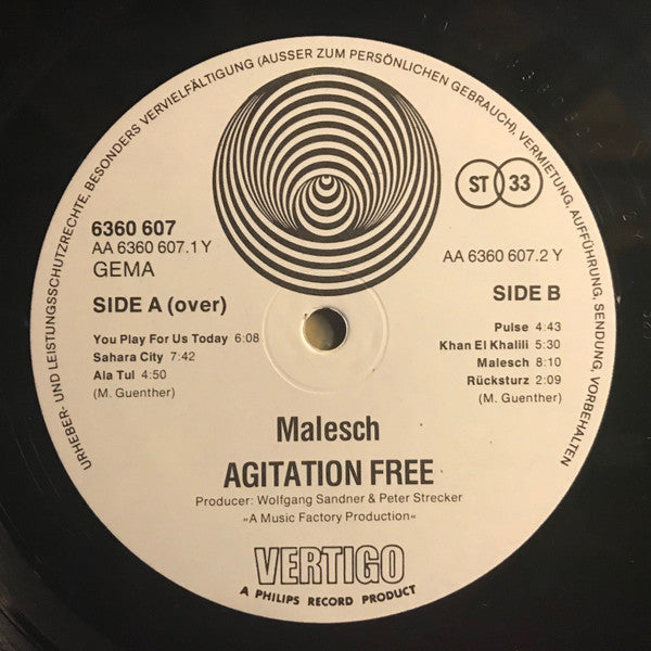Agitation Free – معليش = Malesch - Mint- LP Record 1972 Vertigo Germany Vinyl - Prog Rock / Krautrock - Shuga Records