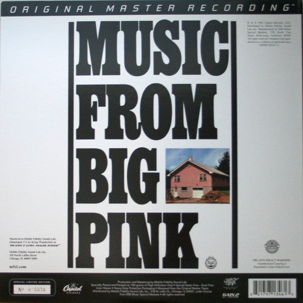 The Band - Music From Big Pink (1968) - Mint- LP Record 2012 Mobile Fidelity Sound Lab MFSL 180 gram Original Master Recording Analog 180 gram Vinyl & Unnumbered Promo - Rock & Roll / Blues Rock / Folk Rock - Shuga Records