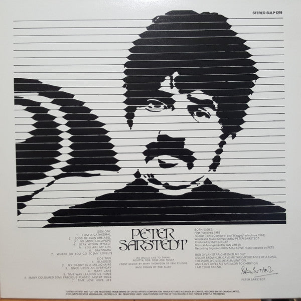 Peter Sarstedt - Peter Sarstedt (1969) - VG+ LP Record 1971 United Artists Canada Vinyl - Pop Rock / Folk Rock - Shuga Records