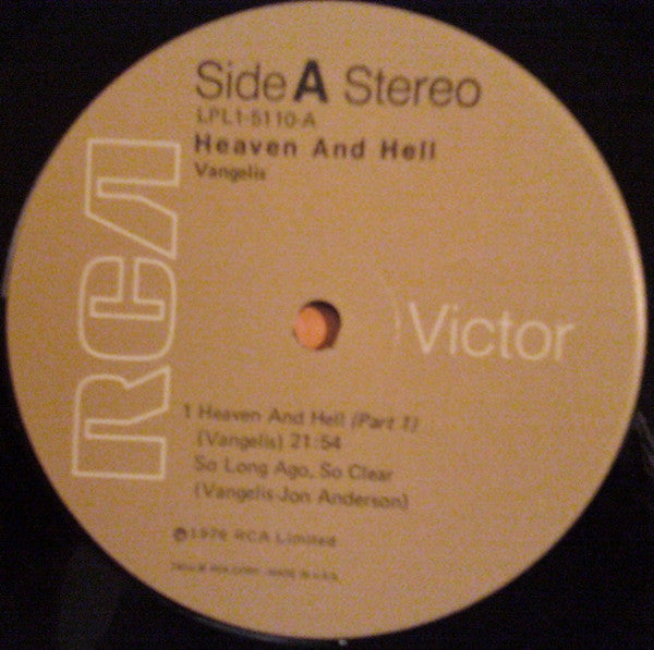 Vangelis - Heaven And Hell - VG+ LP Record 1975 RCA USA Original Vinyl - Prog Rock / Experimental - Shuga Records