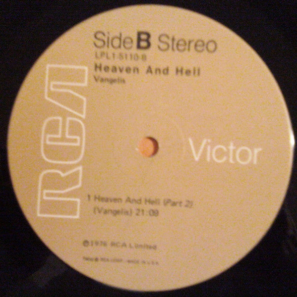 Vangelis - Heaven And Hell - VG+ LP Record 1975 RCA USA Original Vinyl - Prog Rock / Experimental - Shuga Records