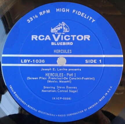 Enzo Masetti – Hercules (Original From The Movie) - VG+ (VG- cover) LP Record 1958 RCA USA Vinyl - Soundtrack - Shuga Records