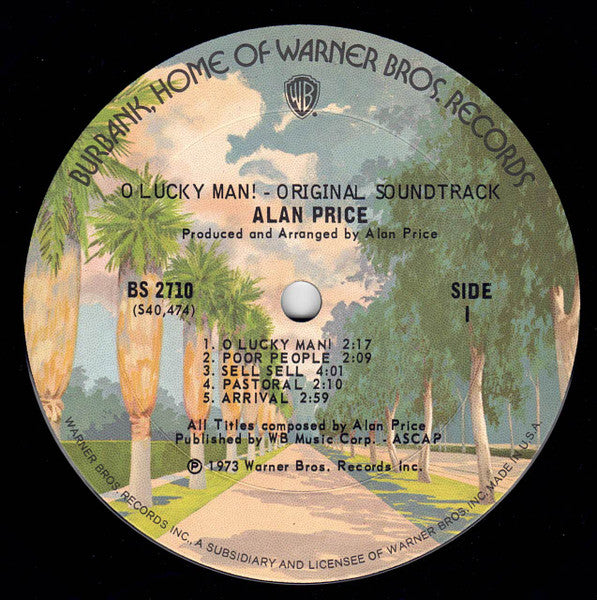 Alan Price – O Lucky Man! - Original Soundtrack - Mint- LP Record 1973 Warner Bros Original Vinyl - 70s Soundtrack / Pop Rock - Shuga Records