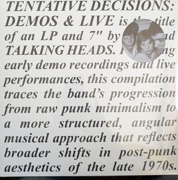 Talking Heads - Tentative Decisions: Demos & Live - New LP Record 2025 Sire Rhino Vinyl & 7"  - Pop Rock / Art Rock