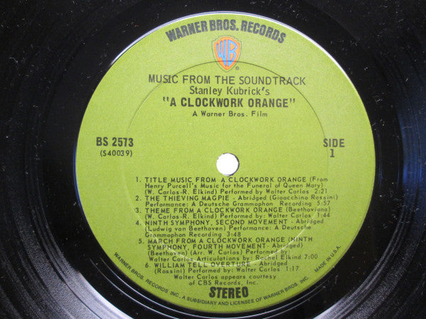 Various - Stanley Kubrick's A Clockwork Orange (1971) - VG+ LP Record 1972 Warner USA Vinyl, Green Label & 2x Hype Stickers - Soundtrack - Shuga Records