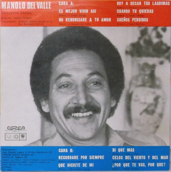 Manolo Del Valle - Es Mejor Vivir Asi - VG+ LP Record 1981 Areito Cuba Vinyl - Latin / Bolero - Shuga Records