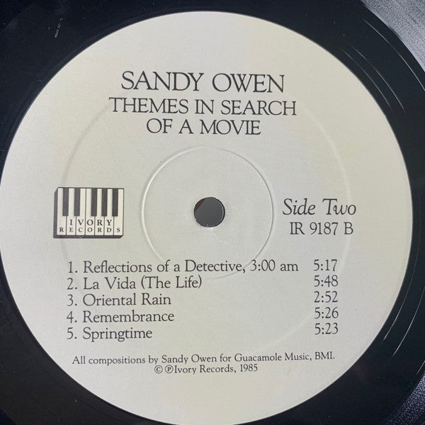 Sandy Owen - Themes In Search Of A Movie - Mint- LP Record 1985 Ivory USA Vinyl - Jazz / Free Improvisation / New Age - Shuga Records