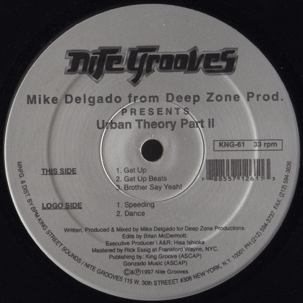 Mike Delgado From Deep Zone Prod. - Urban Theory EP Part II - VG+ 12" Single Record 1997 Nite Grooves USA Vinyl - House / Deep House / Garage House - Shuga Records