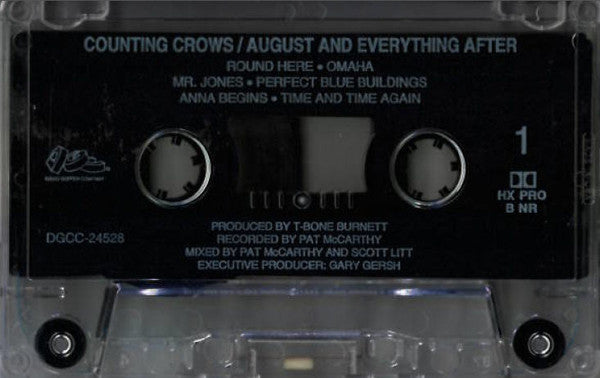 Counting Crows – August And Everything After - VG+ Cassette 1993 DGC USA Tape - Alternative Rock / Pop Rock