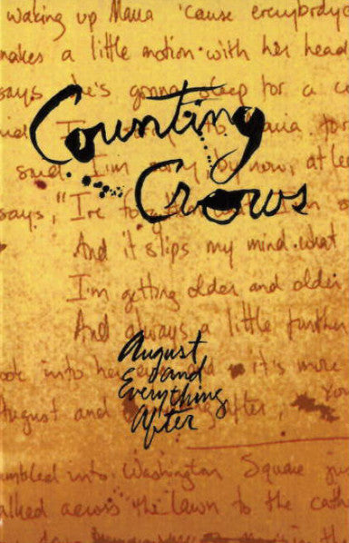Counting Crows – August And Everything After - VG+ Cassette 1993 DGC USA Tape - Alternative Rock / Pop Rock - Shuga Records