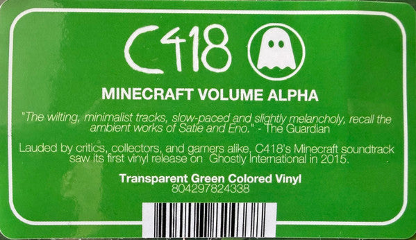 C418 - Minecraft: Volume Alpha (2011) - Mint- LP Record 2025 Ghostly International Green Translucent Vinyl - Soundtrack / Chiptune / Video Game Music - Shuga Records