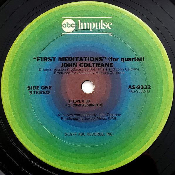 John Coltrane - First Meditations (For Quartet) - VG+ LP Record 1977 ABC Impulse! USA Original Vinyl - Free Jazz / Modal - Shuga Records