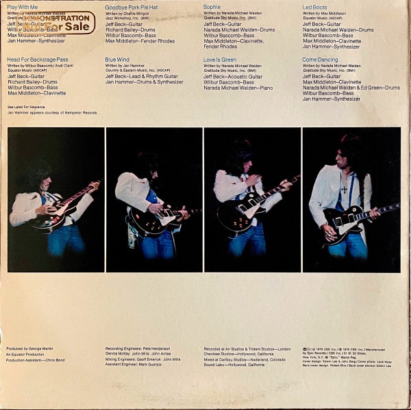 Jeff Beck - Wired - VG+ LP Record 1976 Epic USA White Label Promo Vinyl - Classic Rock / Jazz-Rock - Shuga Records
