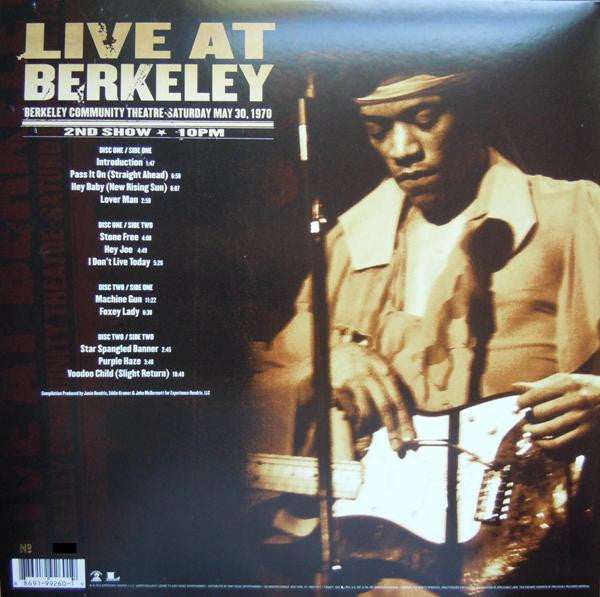 The Jimi Hendrix Experience - Live At Berkeley 1970 - New 2 LP Record 2012 Legacy Analog 200 gram Vinyl & Numbered - Psychedelic Rock / Blues Rock - Shuga Records
