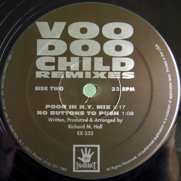 Voodoo Child (AKA Moby) - Voodoo Child (Remixes) - Mint- 12" Single Record 1991 Instinct USA RARE Vinyl - Techno / Acid - Shuga Records