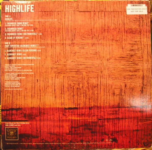 Cypress Hill - Highlife - VG+ 12" Single Record 2000 Columbia USA Promo Vinyl - Hop Hop - Shuga Records