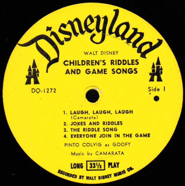 Various - Children's Riddles And Game Songs - VG+ LP Record 1965 Walt Disney Disneyland USA Original Vinyl - Children's / Educational - Shuga Records