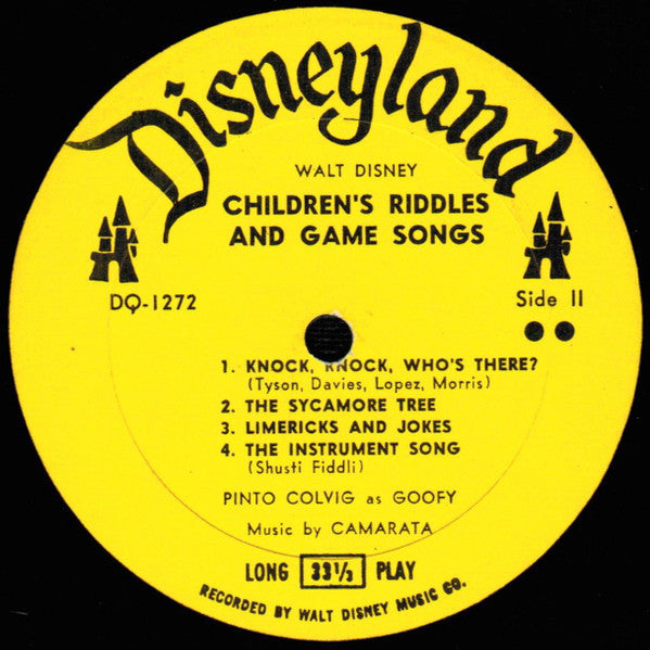 Various - Children's Riddles And Game Songs - VG+ LP Record 1965 Walt Disney Disneyland USA Original Vinyl - Children's / Educational - Shuga Records