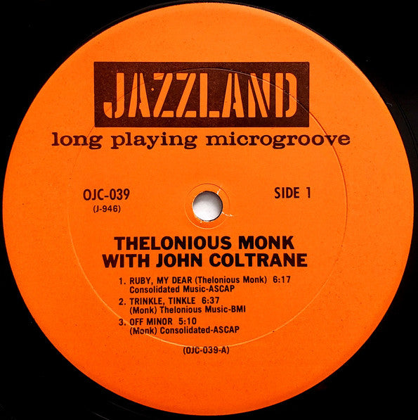 Thelonious Monk With John Coltrane (1961) - Mint- LP Record 1982 Jazzland Original Jazz Classics USA Vinyl - Hard Bop / Jazz - Shuga Records