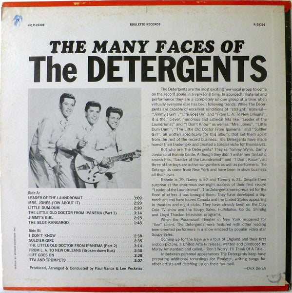 The Detergents - The Many Faces Of - VG+ LP Record 1965 Roulette USA Mono Original Vinyl - Pop Rock / Rock Parody - Shuga Records