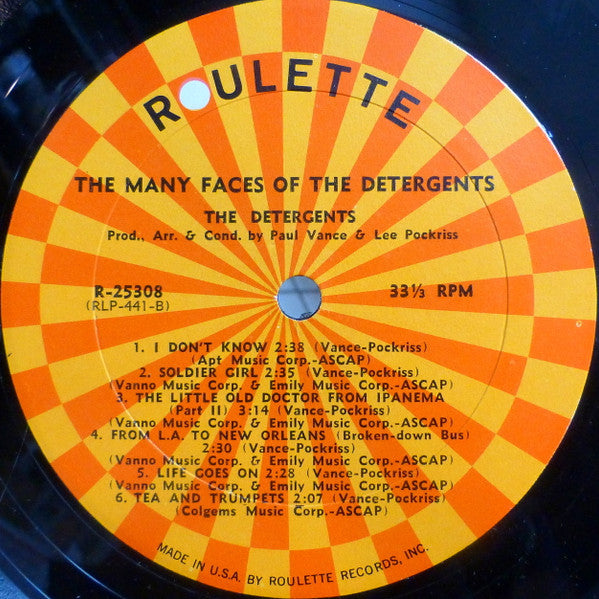 The Detergents - The Many Faces Of - VG+ LP Record 1965 Roulette USA Mono Original Vinyl - Pop Rock / Rock Parody - Shuga Records